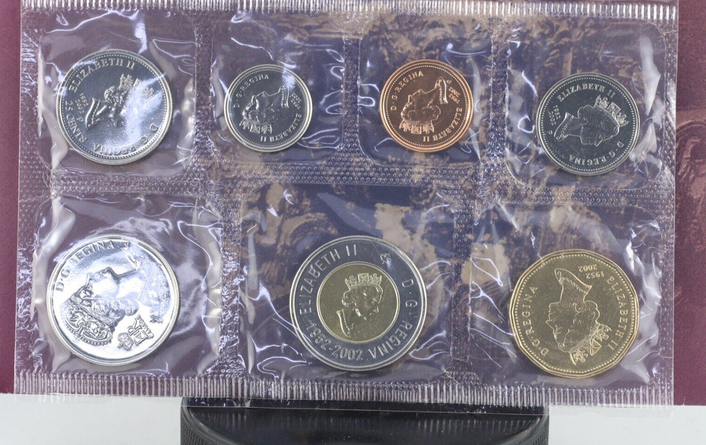 2002 Canda Uncirculated set Queen's Diamond Jubilee set with double dates