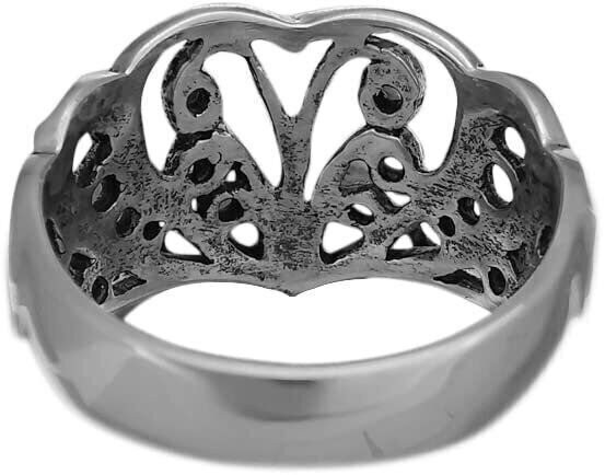 Sterling Silver Diamond Cut Filigree Heart Ring