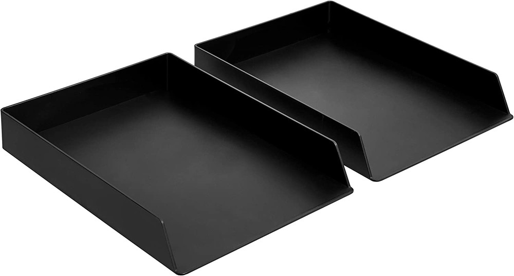 Rectangular Plastic Desk Organizer, Letter Size Tray, 2-Pack, 9.7 X 2.2 X 13 Inc