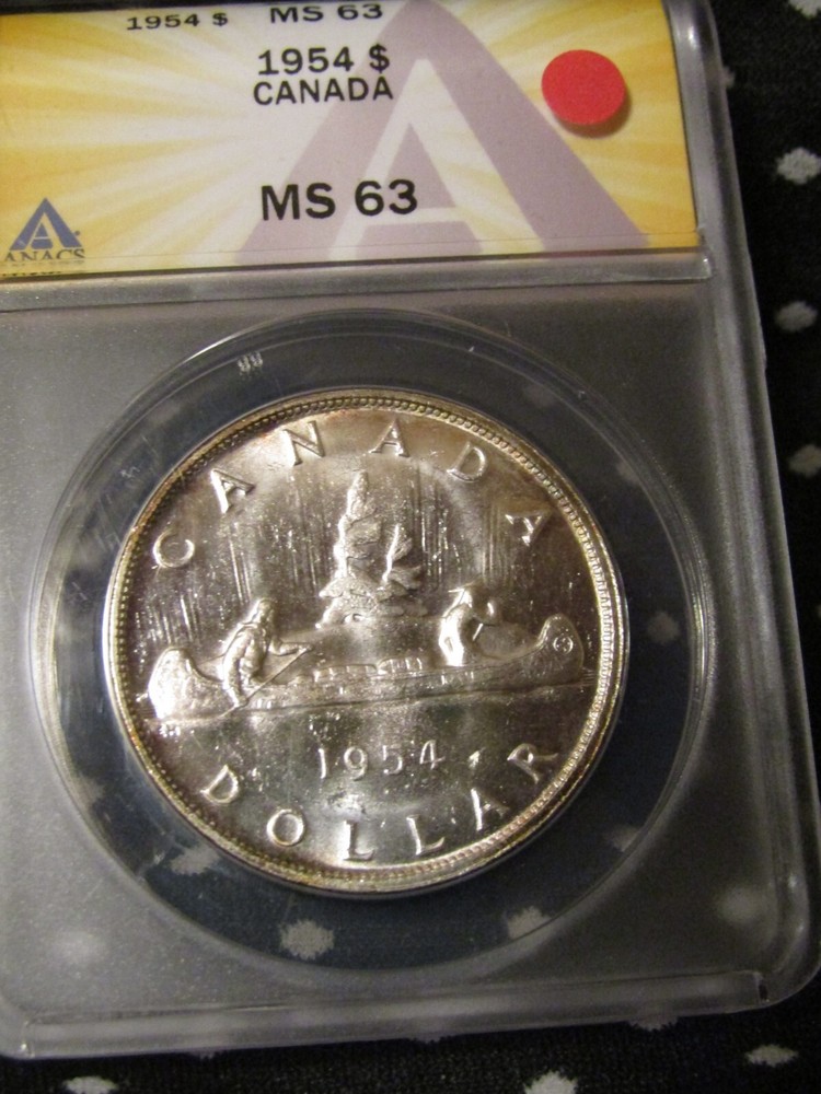 1954 CANADA SILVER $1 DOLLAR...ANACS MS-63