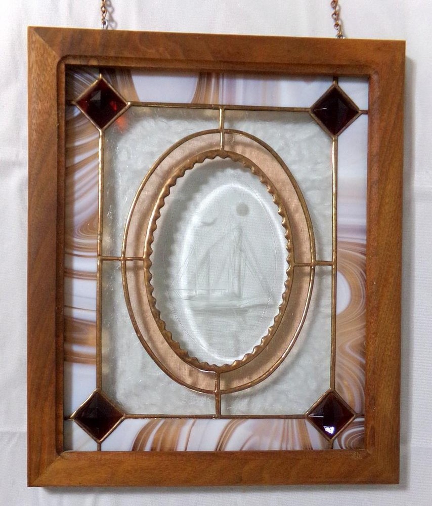 Kim Kostuch Studio One Etched Stained Glass Suncatcher