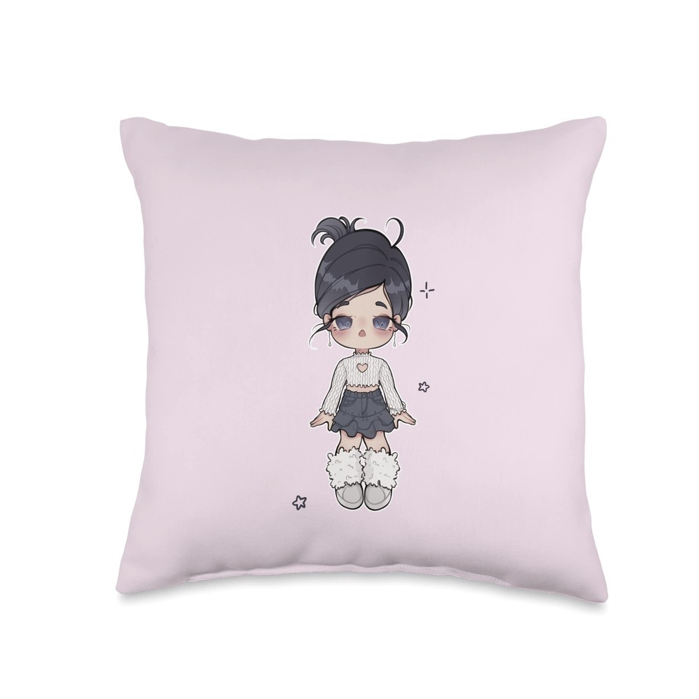 A Chibi Coquette Girl Throw Pillow