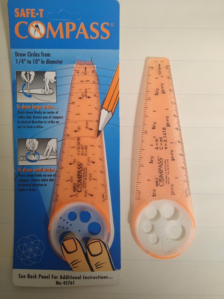 Lot of 2 Classroom SAFE-T Compass, Draw Circles without Sharp Points (45761)