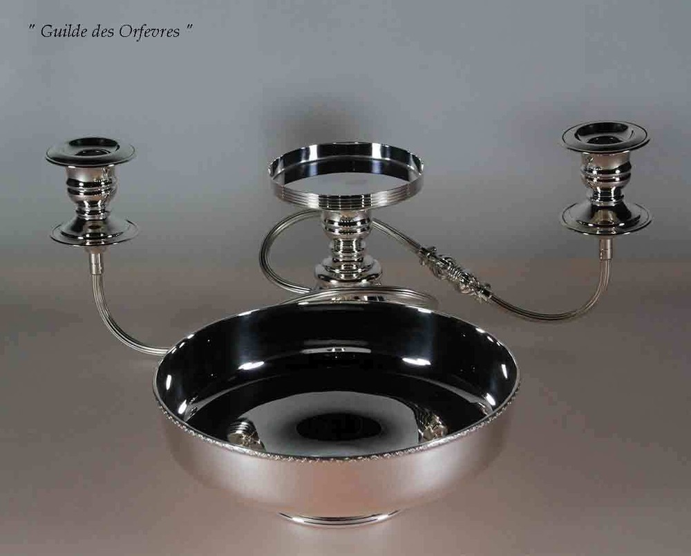 Silver Epergne/Candelabra, Plain 3 Light 8 in.