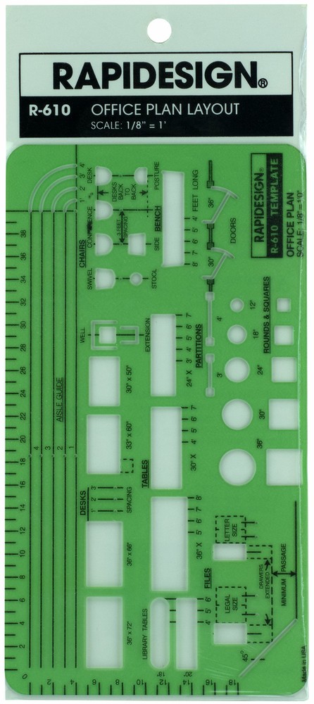 RapiDesign Office Plan Layout Drawing Stencil Template R-610