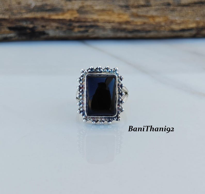 Black Onyx Solid 925 Sterling Silver Beautiful Wedding Gift Ring, All Size M1811