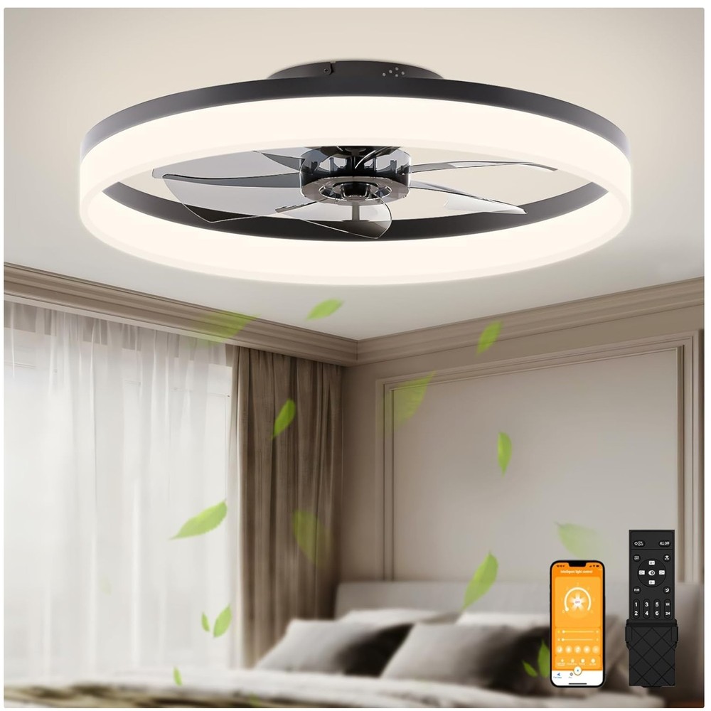 Quiet Low Profile Ceiling Fan with Remote & Dual Memory Function - 5400 Lumen