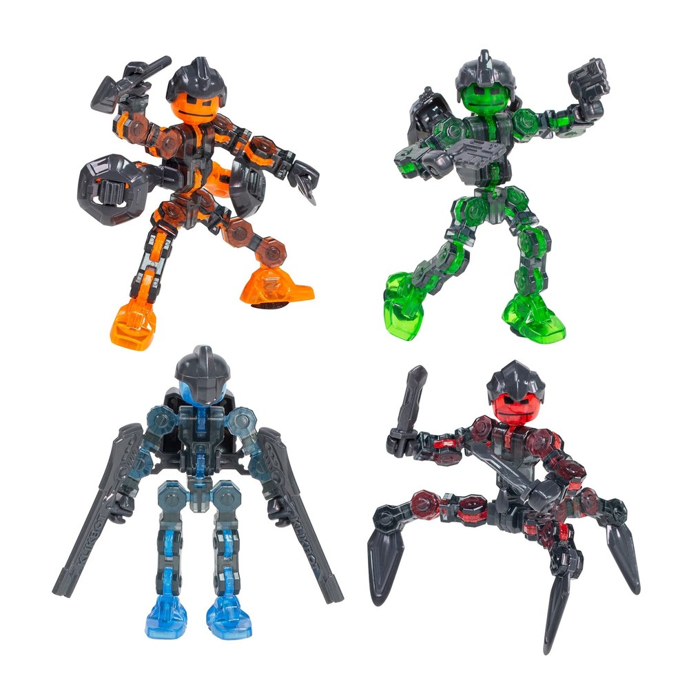 Zing Klikbot, Complete Set of 4 Poseable 4 Piece Assortment, Multi Color