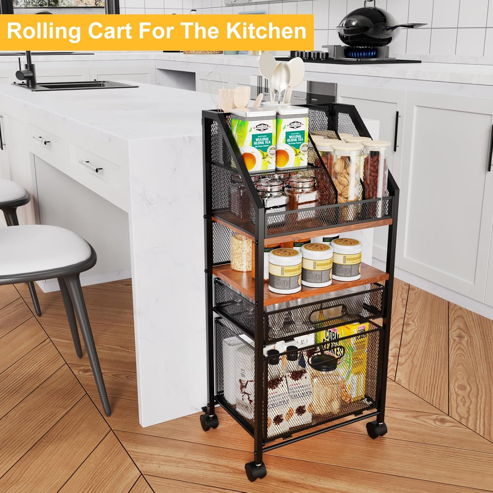 Rolling File Cart with 2 Storage Drawers Multipurpose under Desk File Organizer