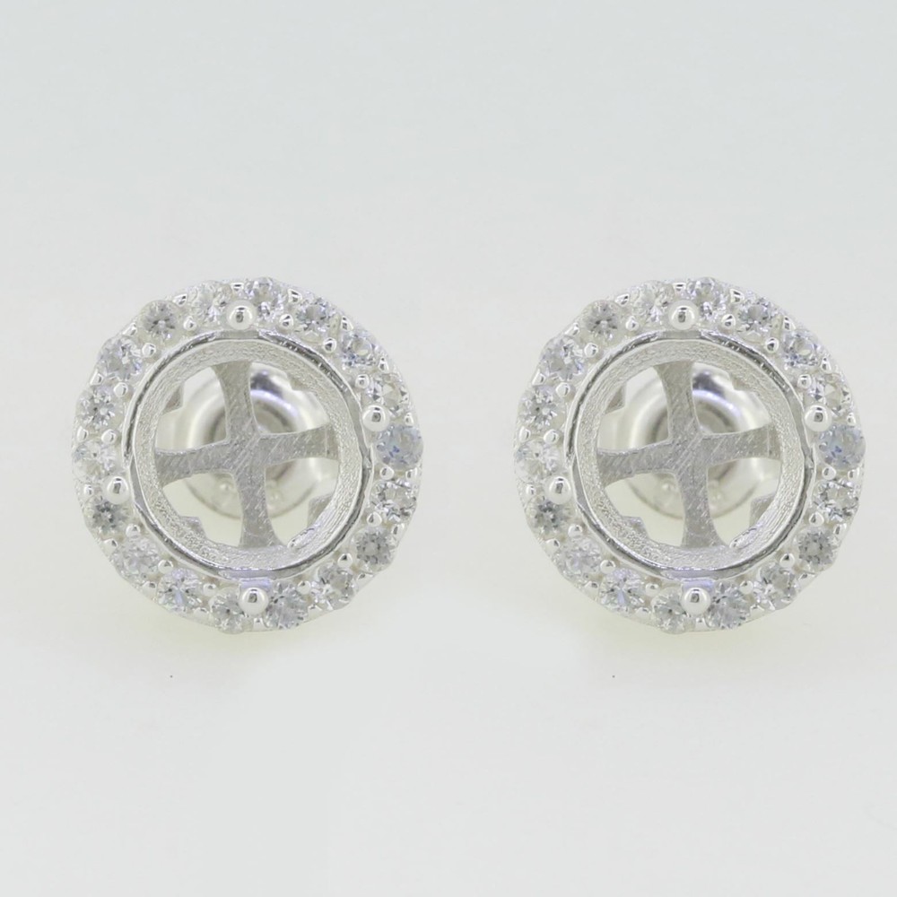 Sterling Silver Semi Mount Earrings Setting Round RD 8x8mm