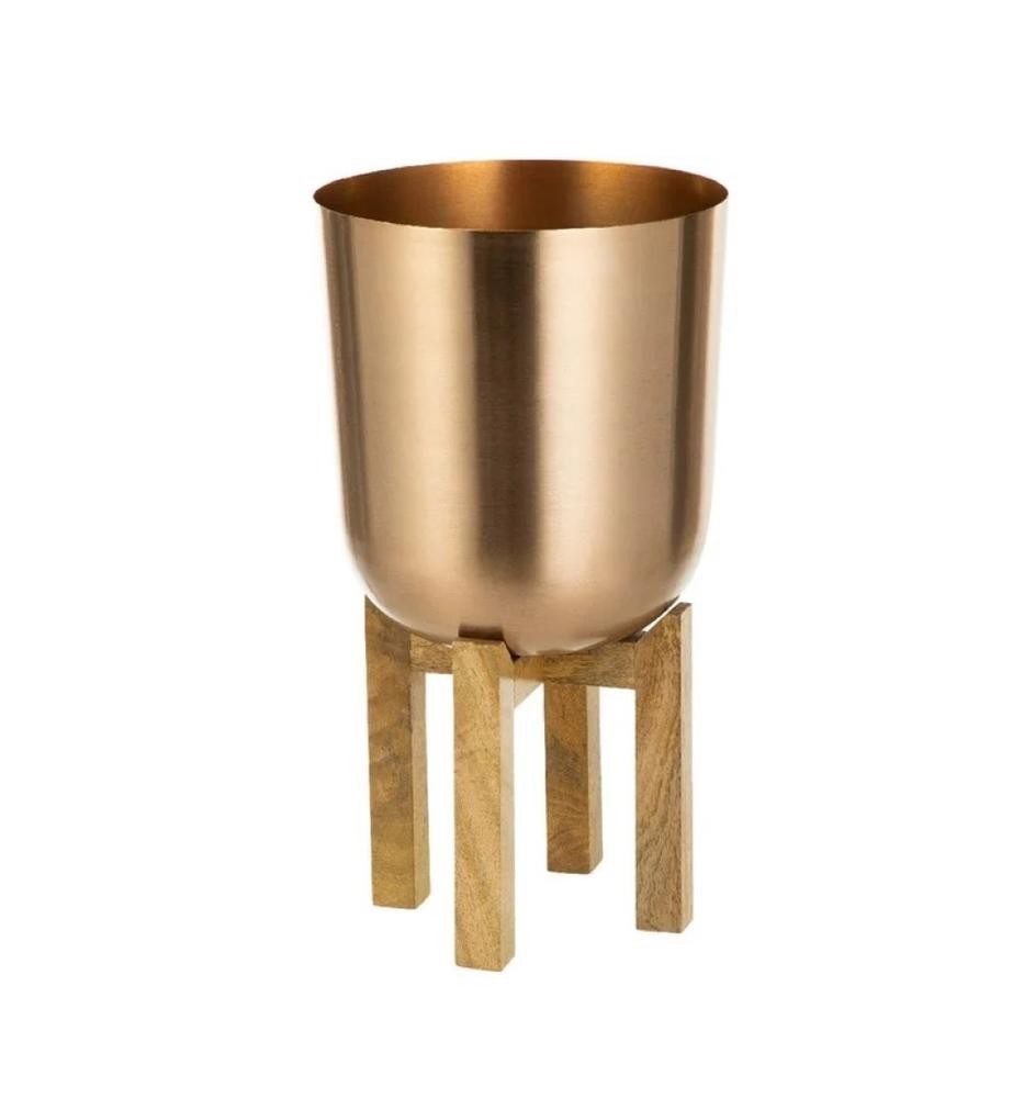 Copper Planter with Mango Wood Stand