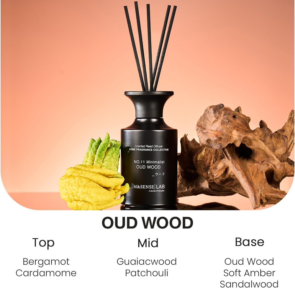 Reed Diffuser Set, 10.14 Fl Oz Large Reed Diffuser, Oud Wood Scented with Natura