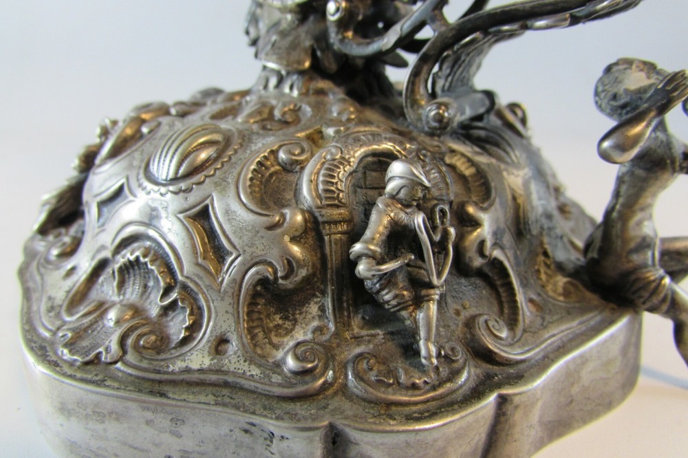 Antique Rare German Solid Silver Figural Chamberstick Hanau circa 1900 420g