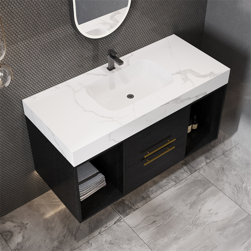 Bathroom Vanity with Ceramic Sink &Drawers Wall Mounted Floating Bathroom Vanity