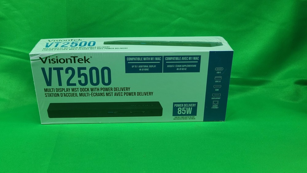 NEW SEALED VisionTek VT2500 Multi Display Docking Station USB-C 85 Watts Black