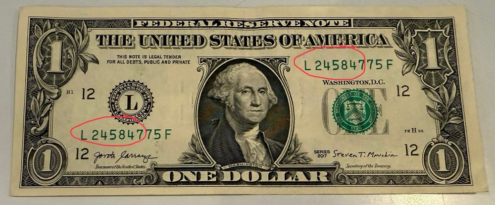 FRN One Dollar Error Ink Drop 2017