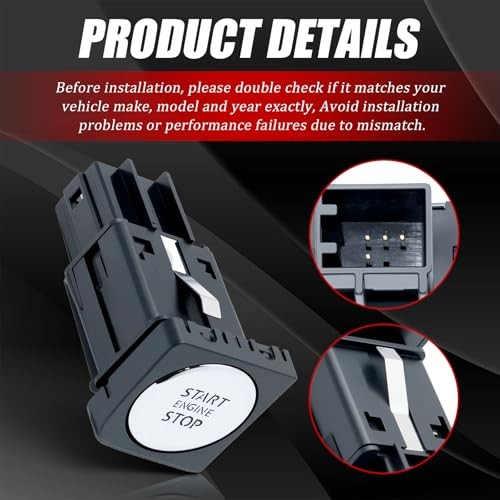 Engine Start Stop Button Switch Chrome Compatible with VW Jetta 2011 2012 2013