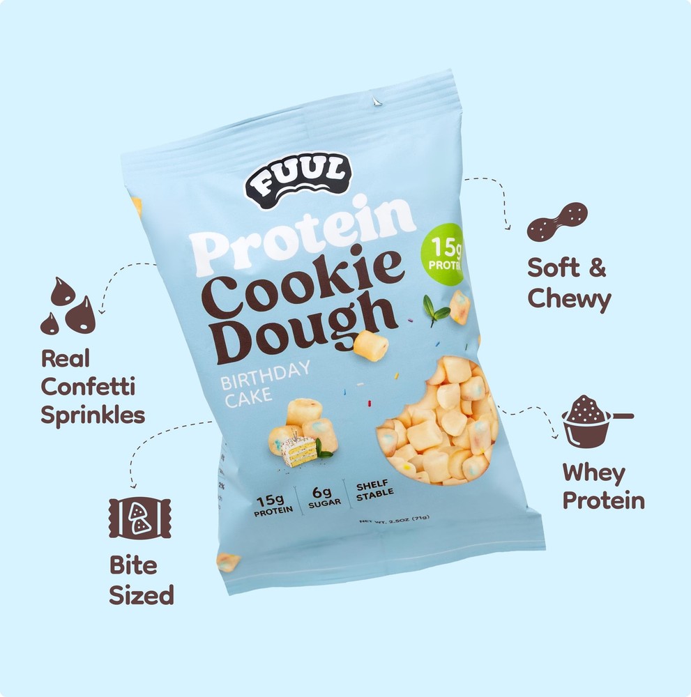 High Protein Birthday Cake Cookie Dough Bites, Low Sugar Snacks, 8 Pack