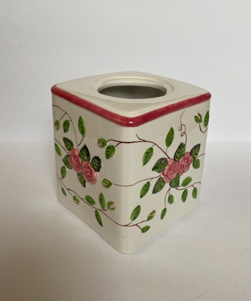 "Roses" Ceramic Tissue Box Cover