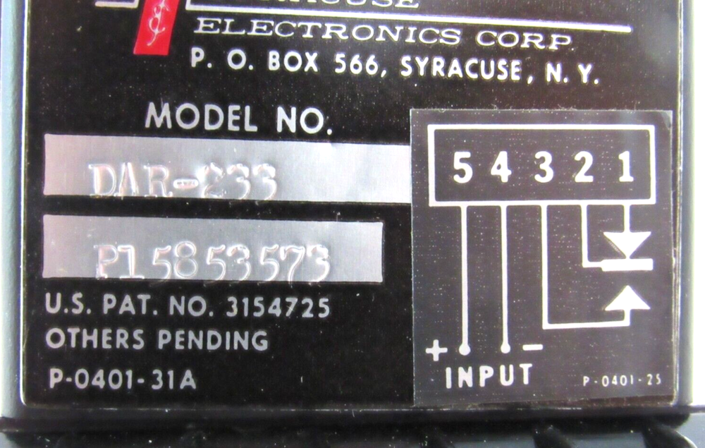 NEW SYRACUSE ELECTRONICS MODEL DAR-233 TIME DELAY DAR233
