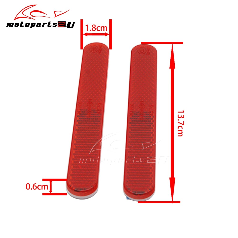 2pcs Red Warning Reflector Reflective Sticker Universal For Motorcycle ATV Car