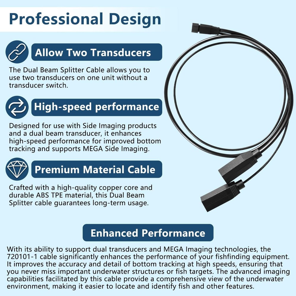 for Humminbird 9 M SIDB Y Cable 720101-1