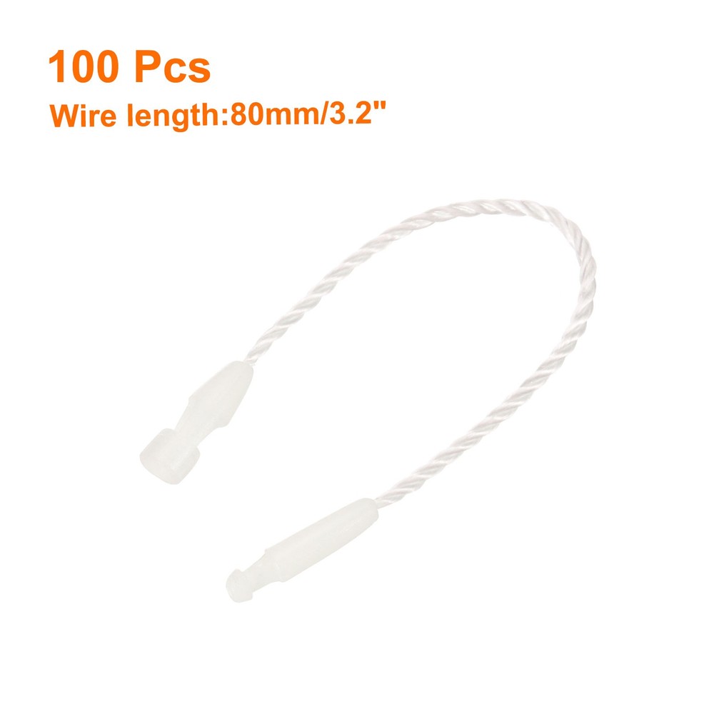 Cotton Hang Tag String Snap Lock Pins Loop Price Tag Plastic 3.2" - 100Pack