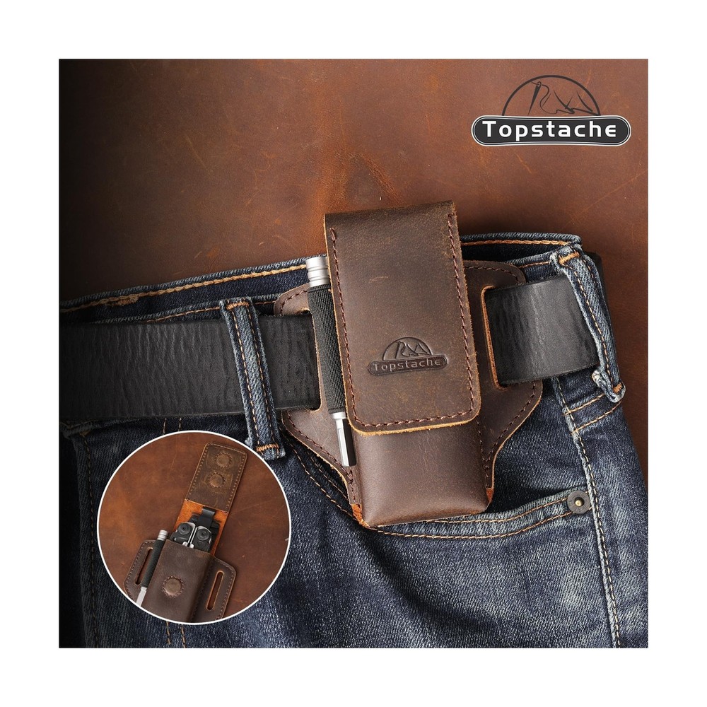 Topstache Leather Multitool Sheath for Belt - Multitool Holder - EDC Belt Org...
