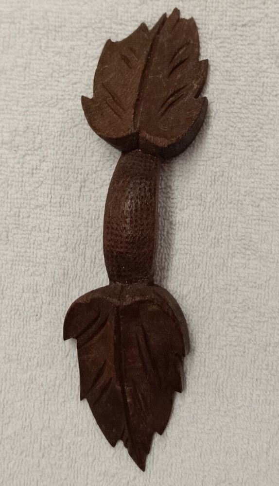 ANTIQUE WALNUT CARVED LEAF PATTERN DRAWER , DOOR HANDLE/PULL HORIZONTAL,VERTICAL
