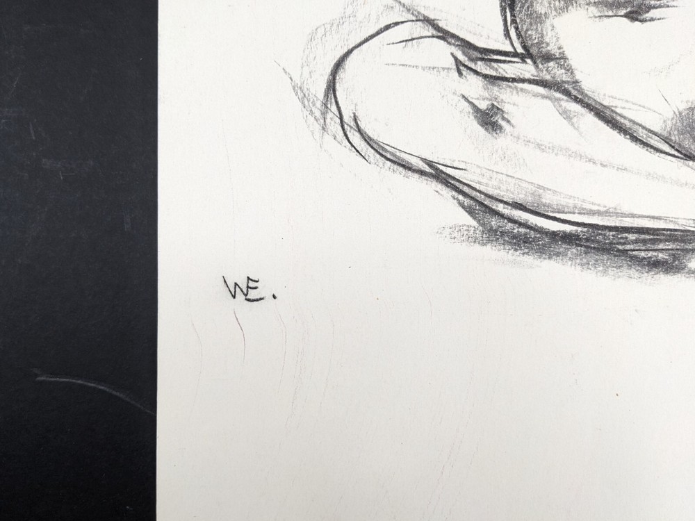 Walter Eck, female nude, drawing, autographed