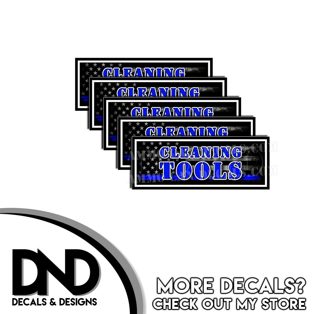 Cleaning Tools Ammo Can Decal Gun Ammunition Box Sticker Blue Line Flag - 5 Pack