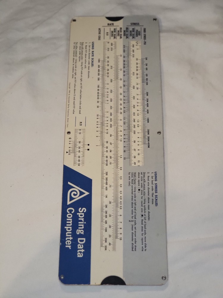 Vintage Spring Weight Calculator 1960 Sprind Data Computer Associated Spring Co