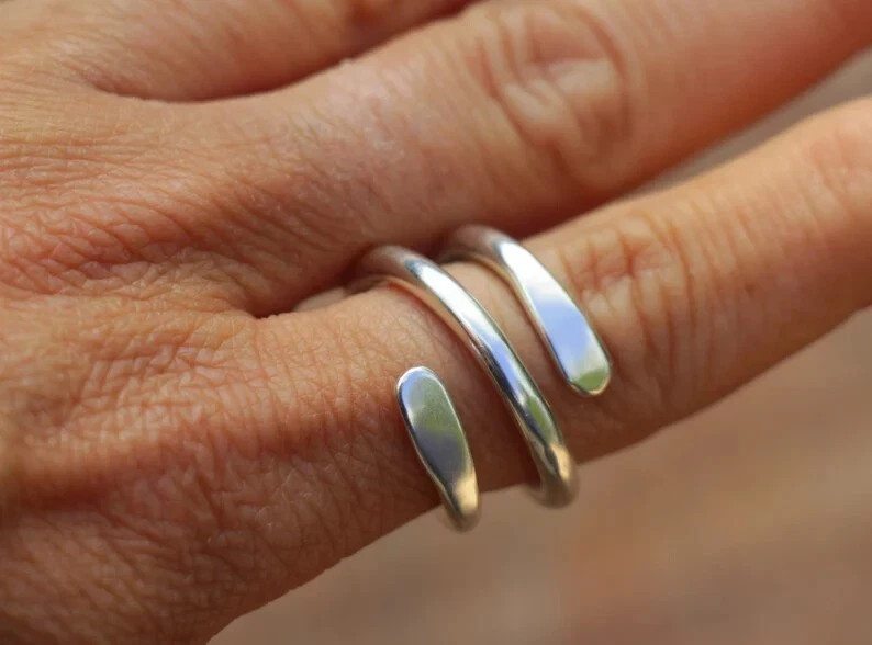 925 Sterling Silver, Solid Silver, Band Ring, Unisex, Wrap Ring