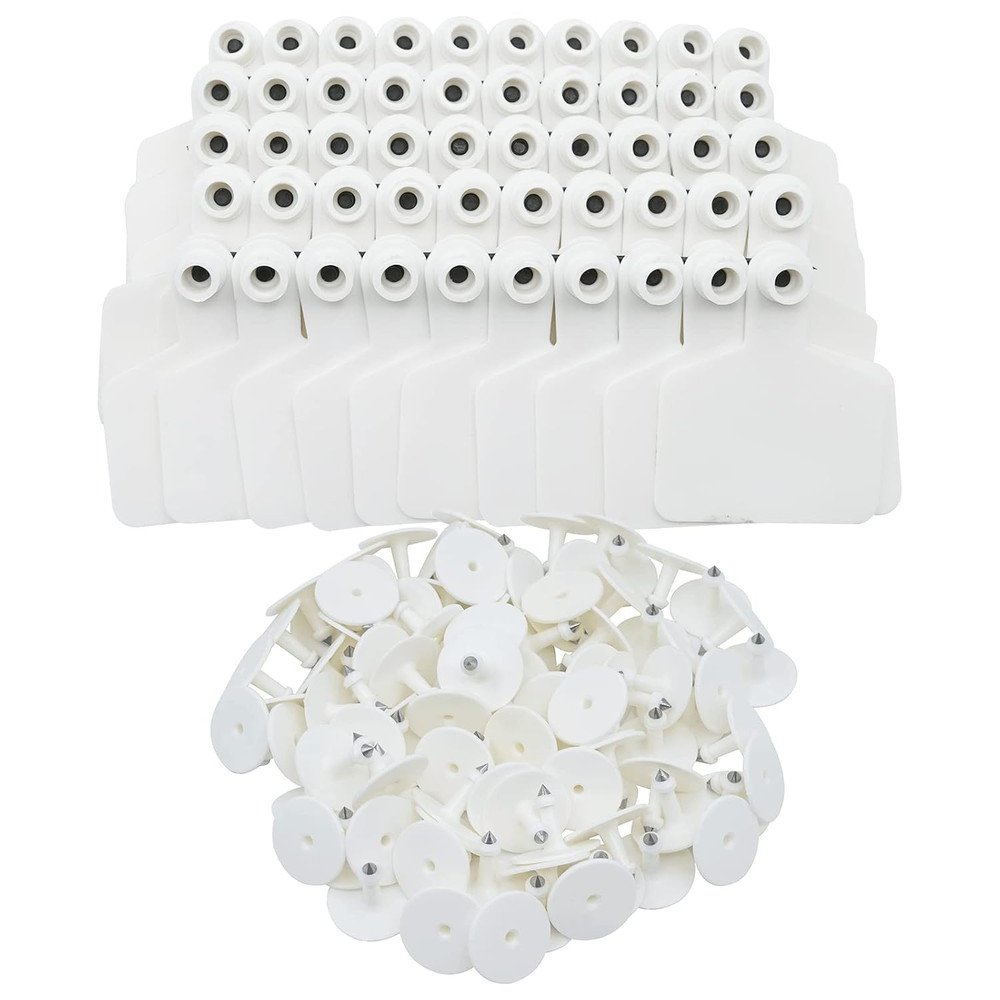 Cattle Ear Tags 100 Pieces Livestock Identification Labels (White)