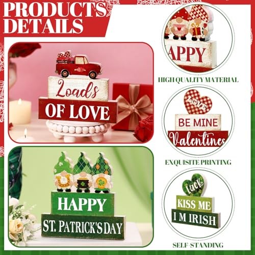 3 Pcs Valentines Day Decor St. Patricks Day Decorations Double Sided Theme