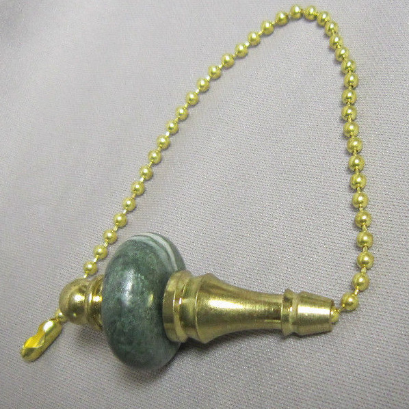Brass and Green Marble Fan Pull