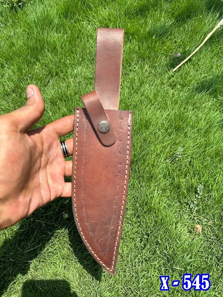 EDC LEATHER ENGRAVED CUSTOM HANDMADE SHEATH FOR FIXED BLADE KNIFE / HOLSTER