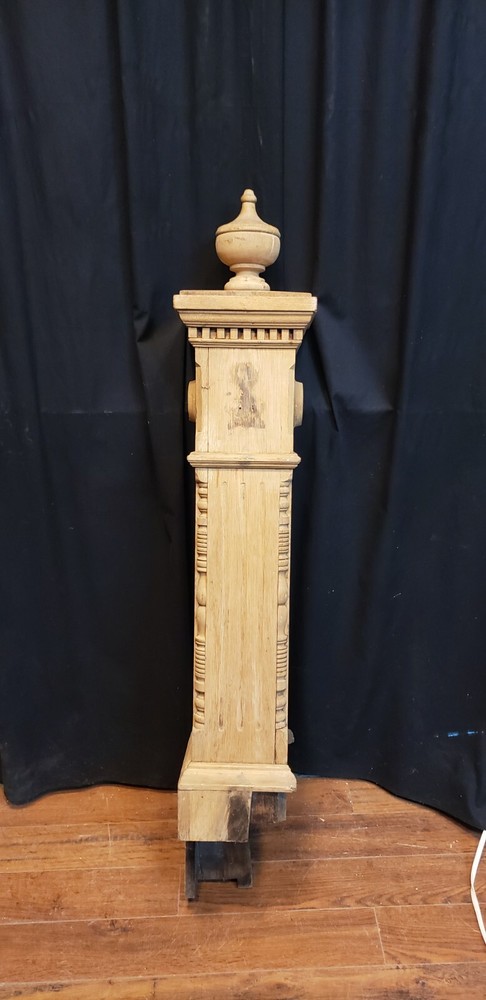 Restored Ornate Solid Oak Newel Post 55 1/2" by 8 1/2" GA9796