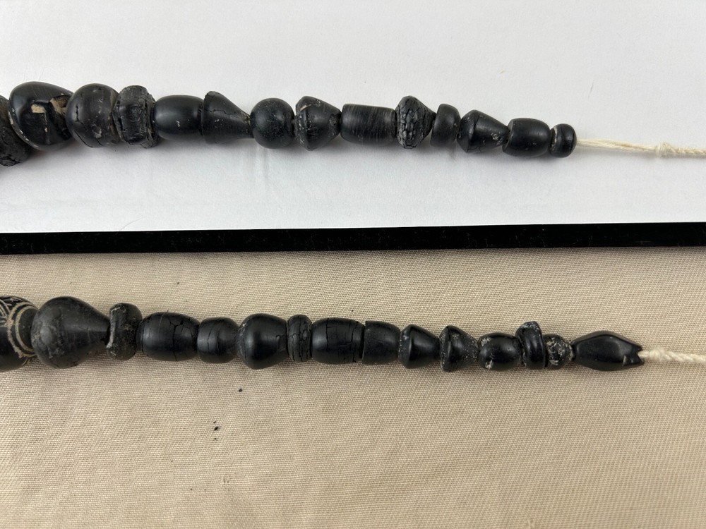Ancient Bactrian Black Banded Agate and Jet Beads