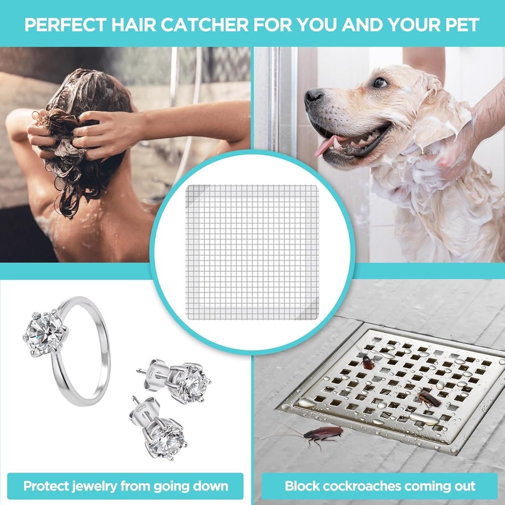 Disposable Peel & Stick Drain Strainers, 6" Square - 25 Pack