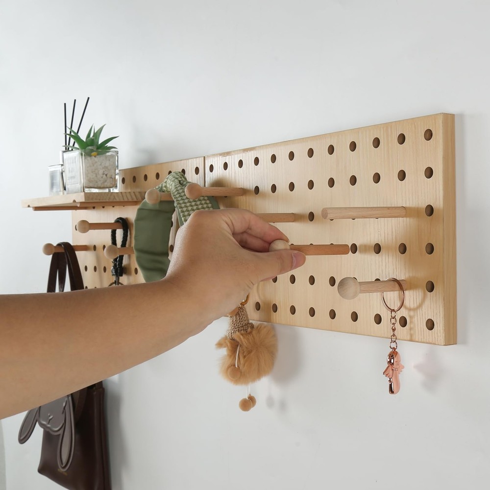 Wood Pegboard Modular Display Wooden Combination Wall Organizer Storage Hooks