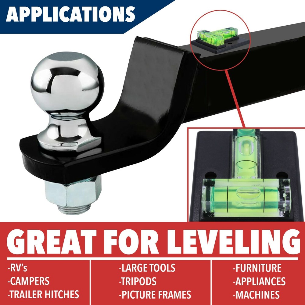 Multi Use Square T Bubble Level DURABLE Cross Check Leisure Coachworks 4 PACK