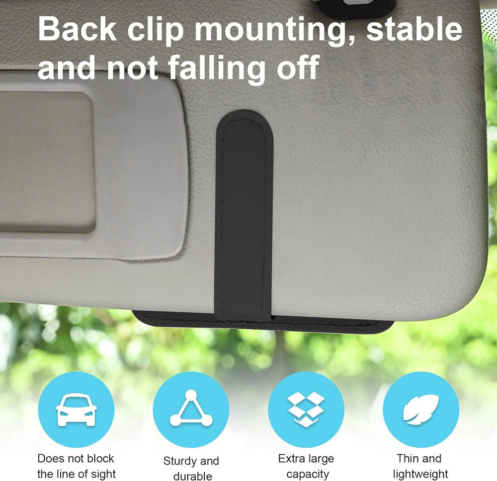 2PCS Small Leather Car Sun Visor Organizer, Multifunctional Auto Visor Document
