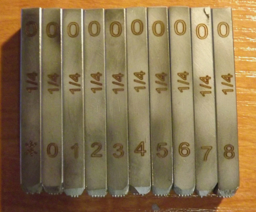 1/4 inch Number Stamp Set for Harley Davidson Punch dot