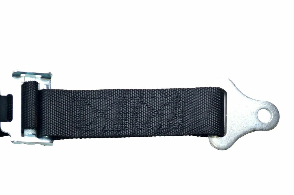 THREE POINT SEAT BELT RACE HARNESS 2" LATCH & LINK PULL UP FLOOR MOUNT BLACK