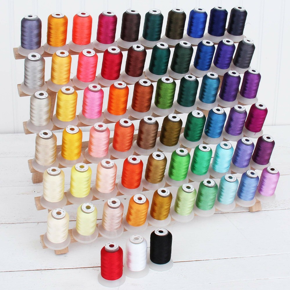 Threadart 63 Spool Brother Colors Polyester Embroidery Machine Thread 500M 40WT