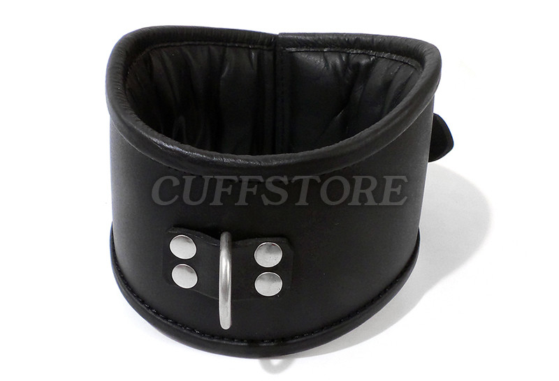 Adjustable Lockable Padded Leather Posture Collar with Padlock - CuffStore