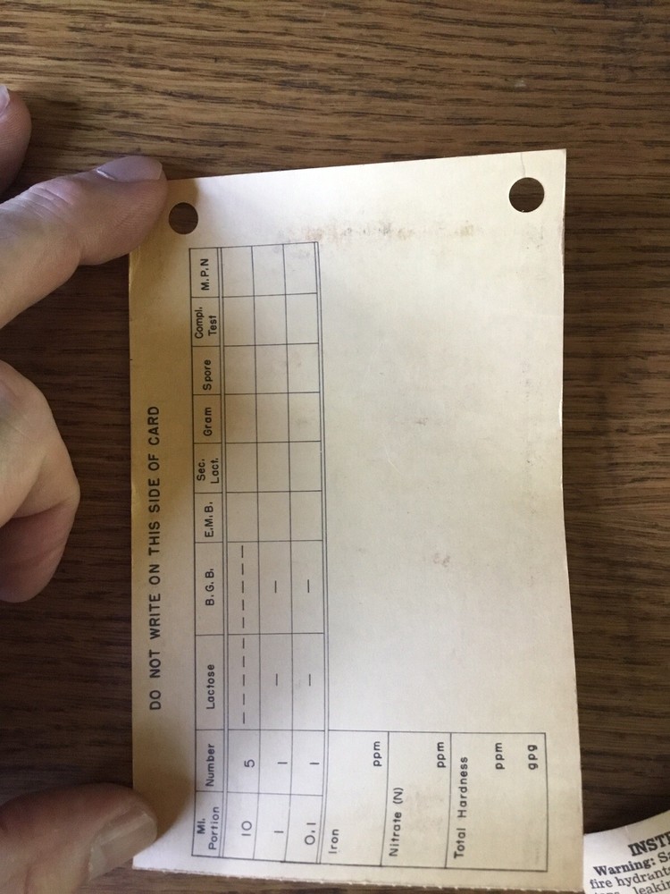 VINTAGE WATER TESTING SAMPLE COLLECTION KIT NEVER USED