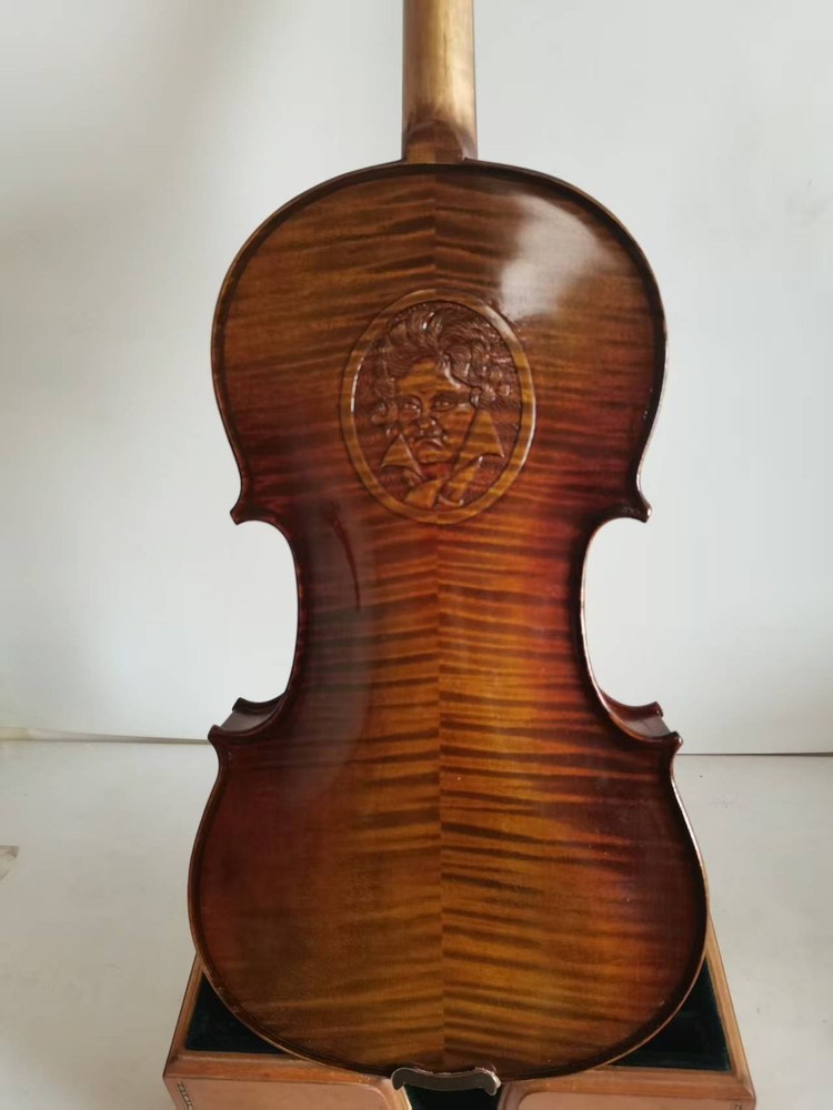 Top 4/4 Violin Solid flamed maple back old spruce top hand carved the STATUE 261