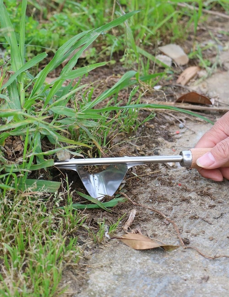 Sharp Stainless Steel Weeder Tools - L-Shape and Fork for Quick Weed Removal